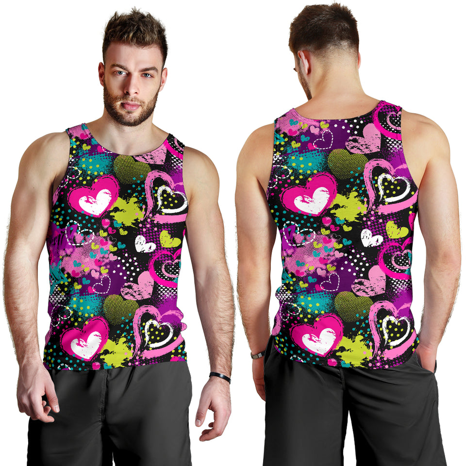heart dot wave star creative design pattern Men Tank Top