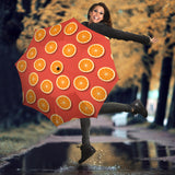 Oranges Pattern Red Background Umbrella