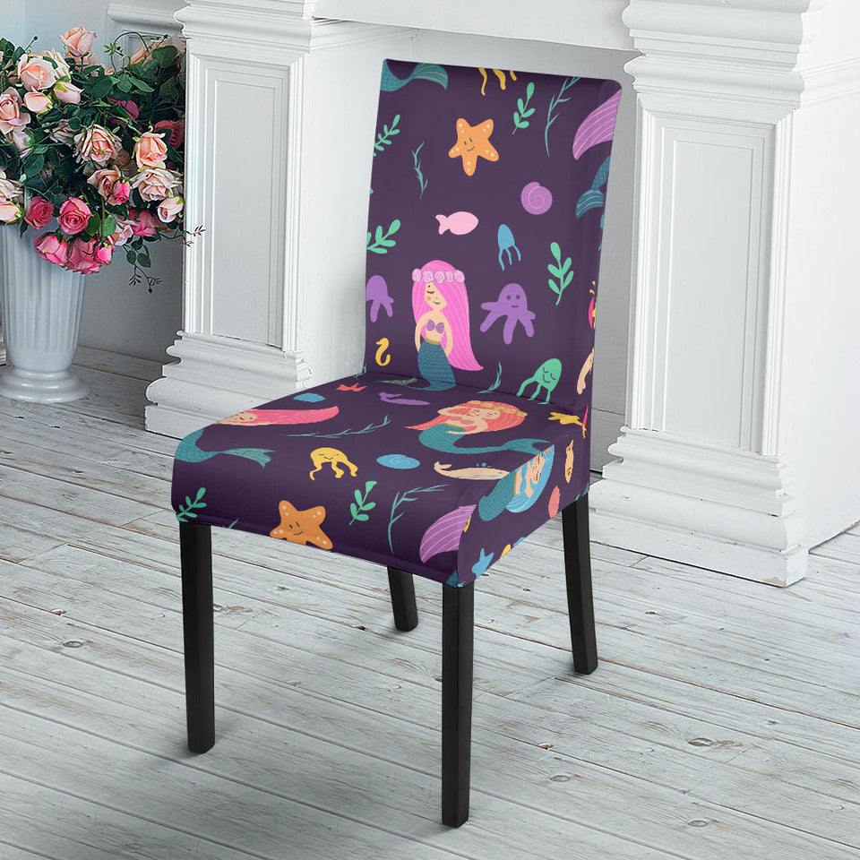 Beautiful Mermaid Fish Jellyfish Algae Other Marine World Dining Chair Slipcover