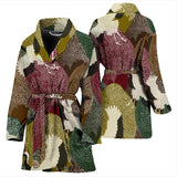 Japanese Cranes Flying Forest Dot Pattern Women'S Bathrobe