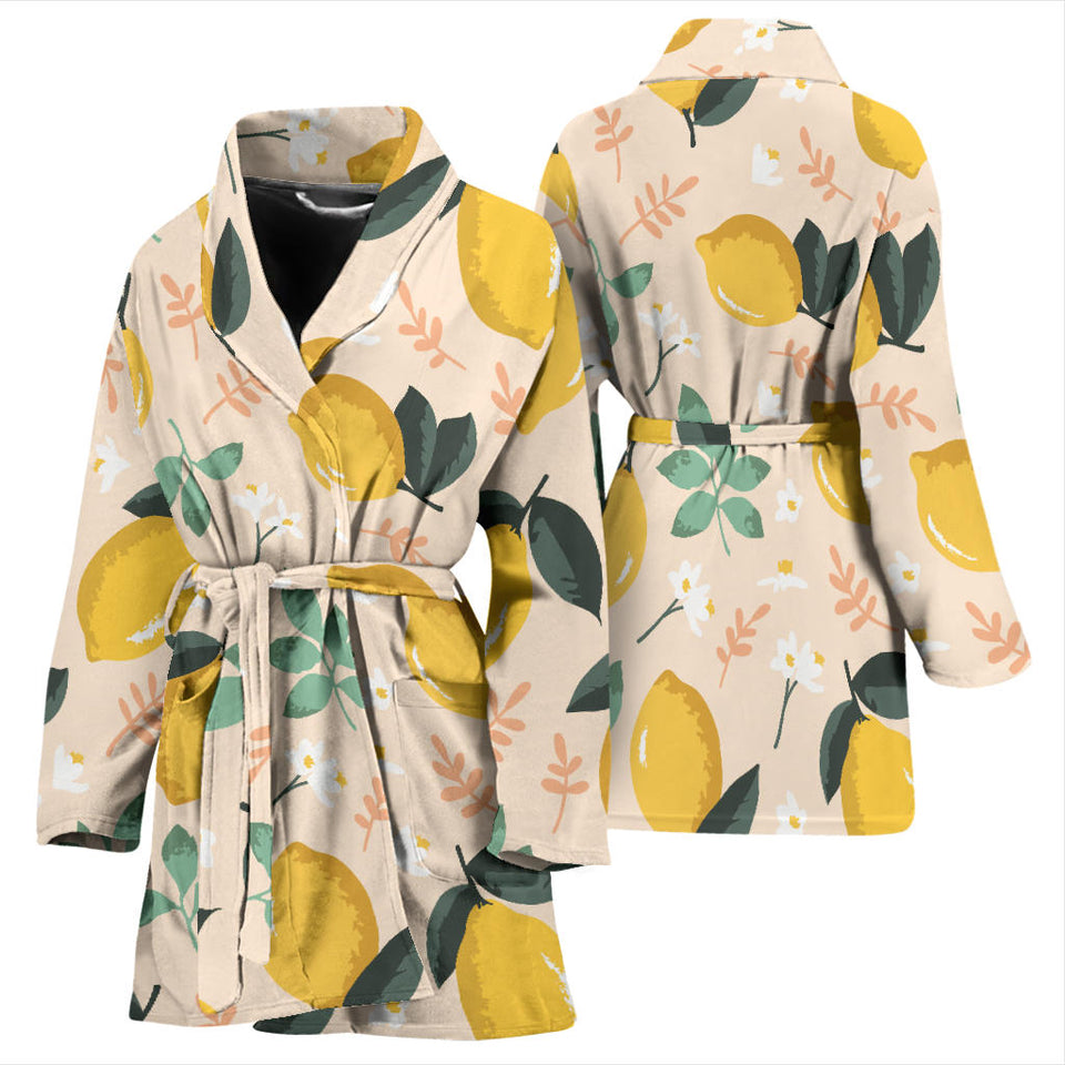 Lemon Flower Leave Pattern Women'S Bathrobe