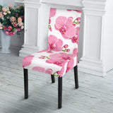 Pink Purple Orchid Pattern Background Dining Chair Slipcover