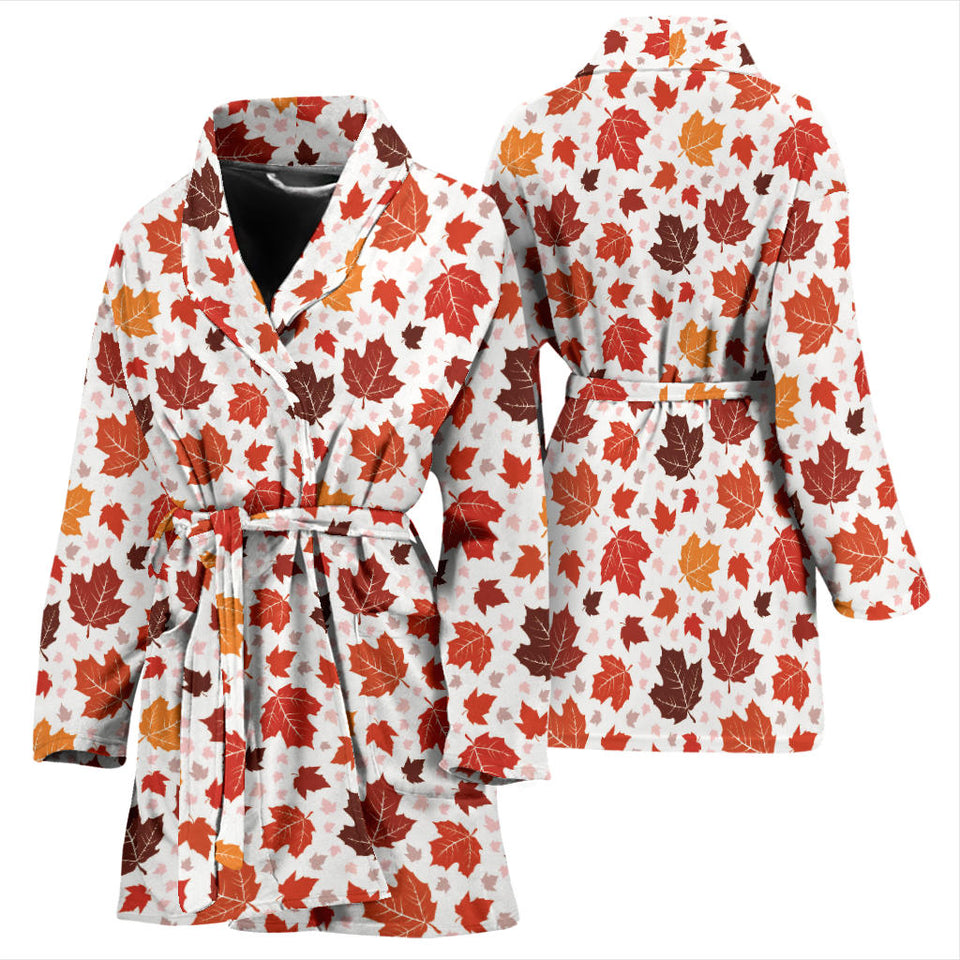 Colorful Maple Leaf Pattern Women'S Bathrobe