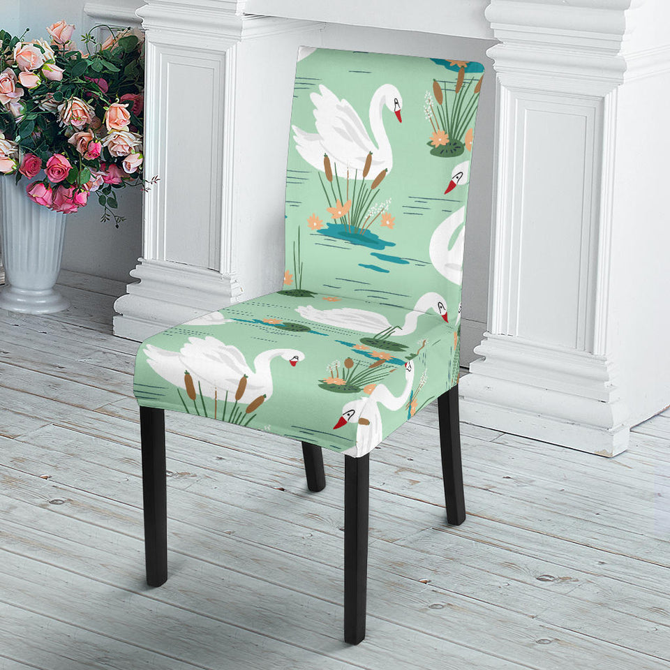 White Swan Lake Pattern Dining Chair Slipcover