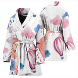Watercolor Air Balloon Cloud Pattern Women'S Bathrobe