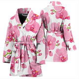Pink Purple Orchid Pattern Background Women'S Bathrobe