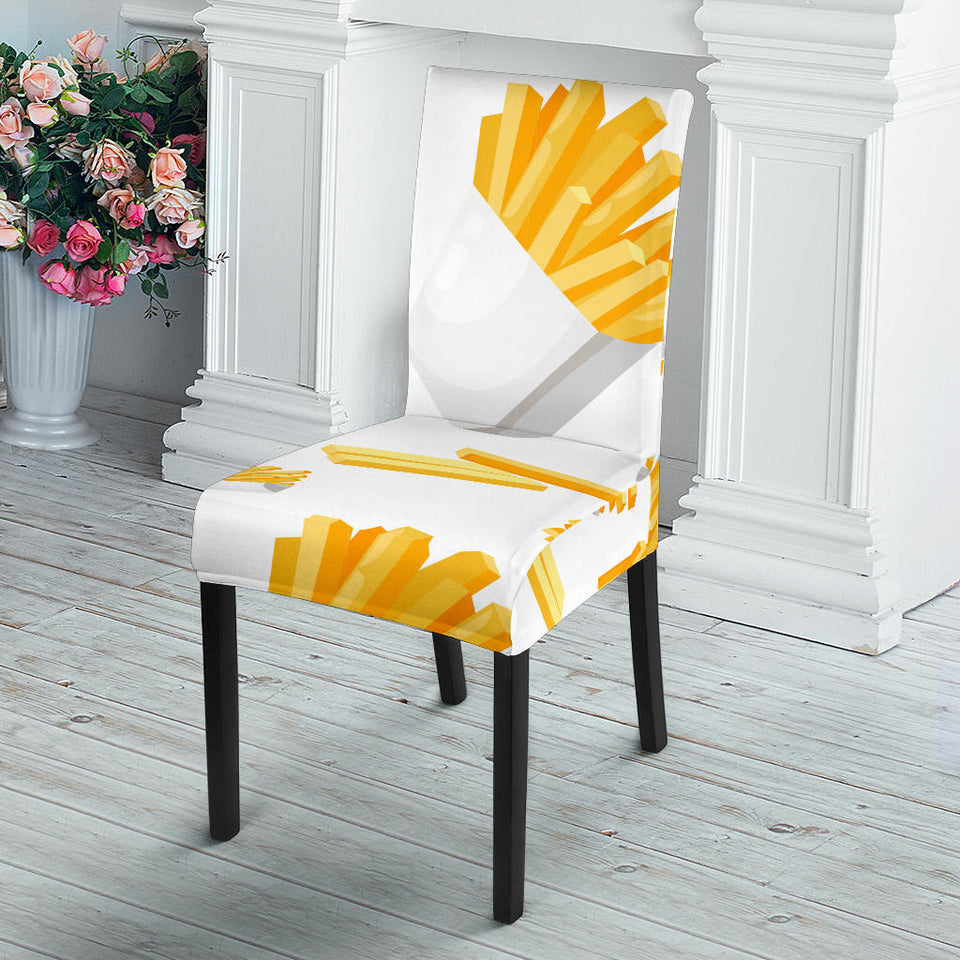French Fries White Paper Box Pattern Dining Chair Slipcover