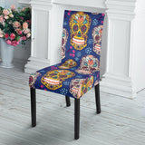 Sugar Skull Flower Pattern Dining Chair Slipcover