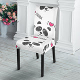 Hand Drawn Faces Of Pandas Pattern Dining Chair Slipcover