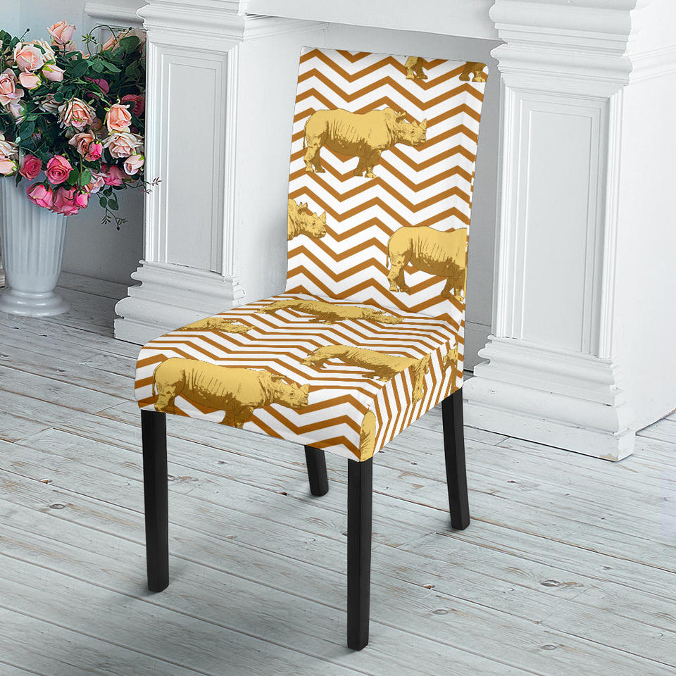 Rhino Yellow Theme Pattern Dining Chair Slipcover