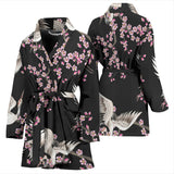 Japanese Crane Pink Sakura Pattern Women'S Bathrobe
