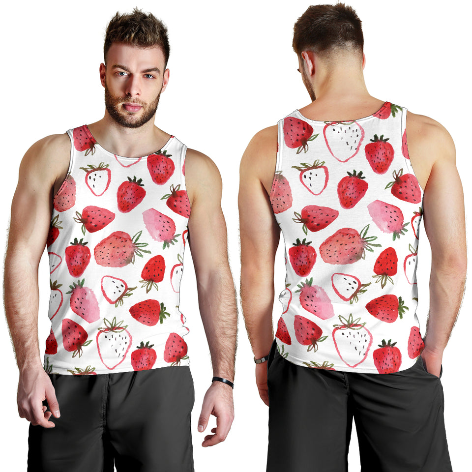 watercolor hand drawn beautiful strawberry pattern Men Tank Top