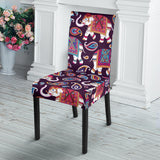 Elephant Indian Style Ornament Pattern Dining Chair Slipcover
