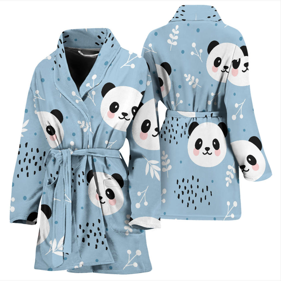 Cute Panda Pattern Women'S Bathrobe