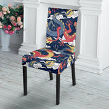 Blue Red Dragon Cloud Pattern Dining Chair Slipcover
