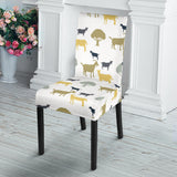 Silhouettes Of Goat And Tree Pattern Dining Chair Slipcover
