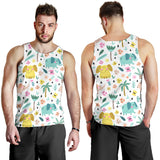 Cute elephants palm tree flower butterfly pattern Men Tank Top