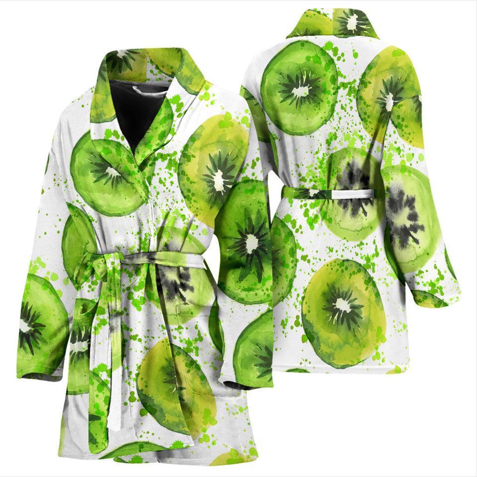 Watercolor Kiwi Pattern Women'S Bathrobe