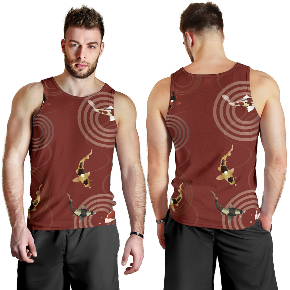 Koi Fish Carp Fish red background Men Tank Top