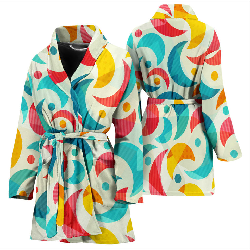 Colorful Moon Pattern Women'S Bathrobe