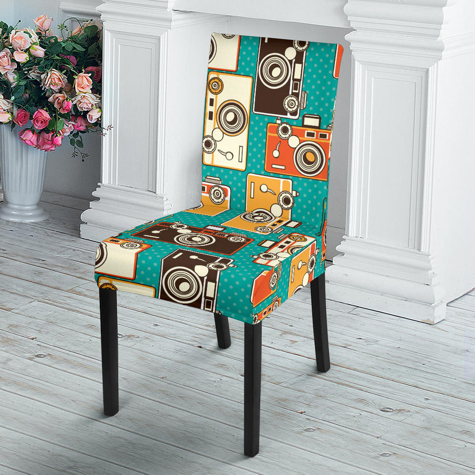 Camera Pattern Print Design 03 Dining Chair Slipcover