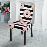 Donuts Pink Icing Striped Pattern Dining Chair Slipcover