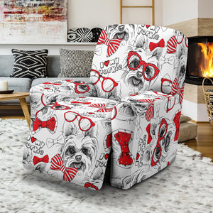 Yorkshire Terrier Pattern Print Design 04 Recliner Chair Slipcover