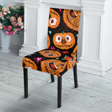 Pumpkin Flowers Spiderweb Halloween Theme Dining Chair Slipcover