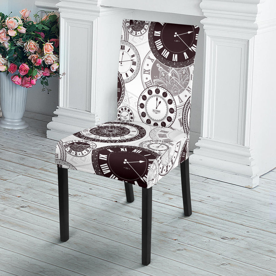 Classic Vintage Clock Pattern Dining Chair Slipcover