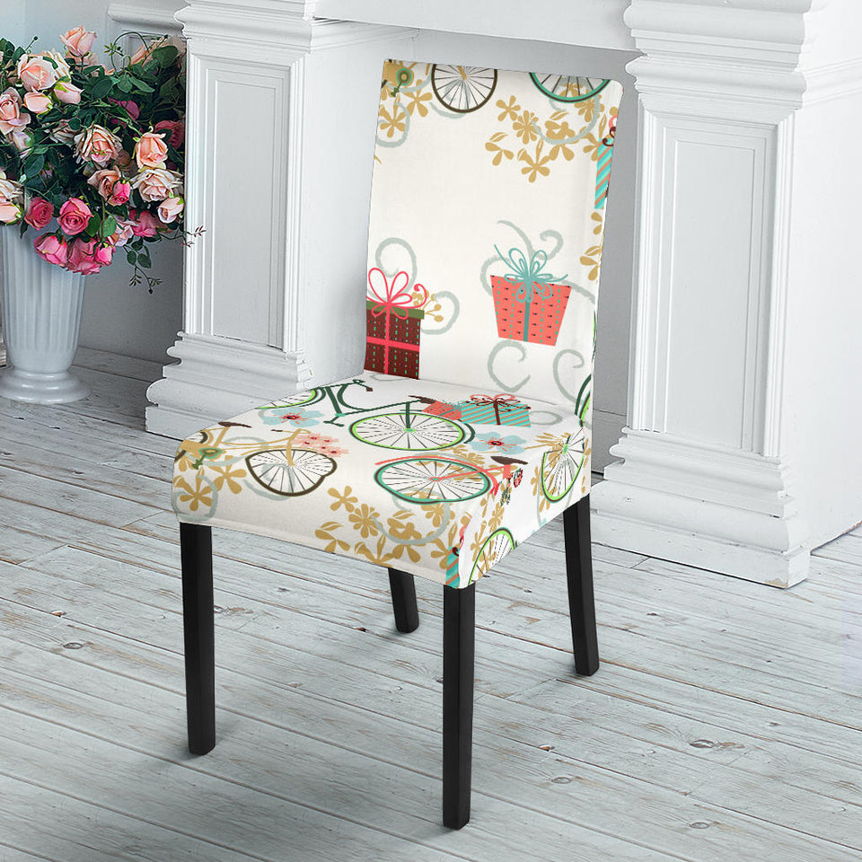 Bicycle Pattern Print Design 05 Dining Chair Slipcover