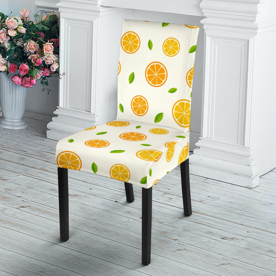 Oranges Leaves Pattern Dining Chair Slipcover