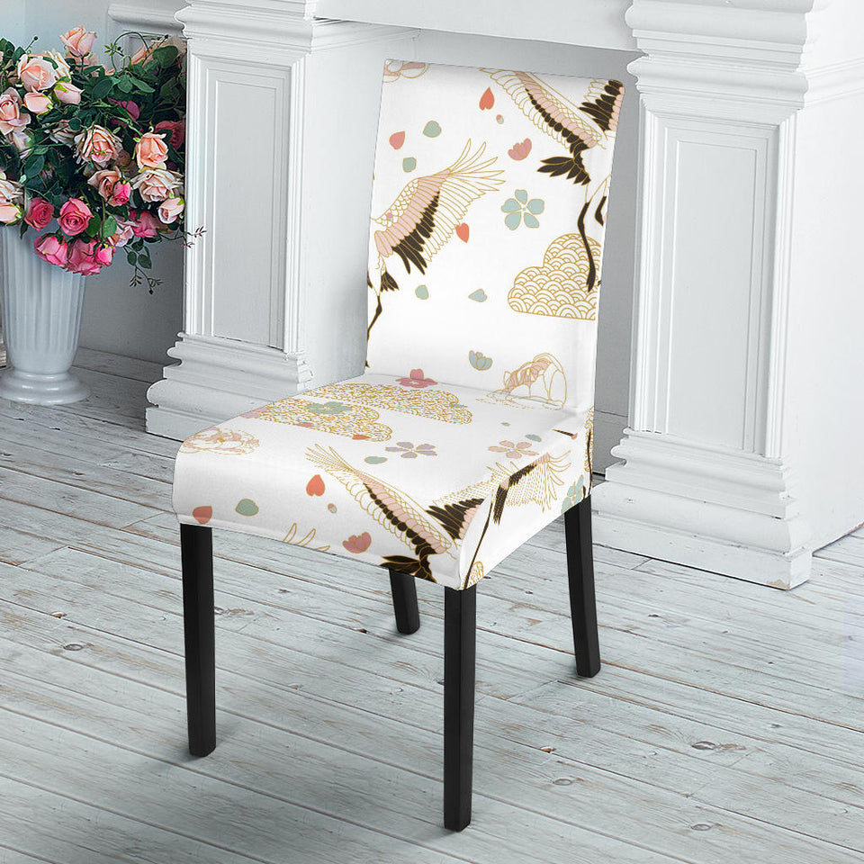 Beautiful Japanese Cranes Pattern Dining Chair Slipcover