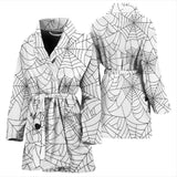 Spider Web Cobweb Pattern White Background Women'S Bathrobe