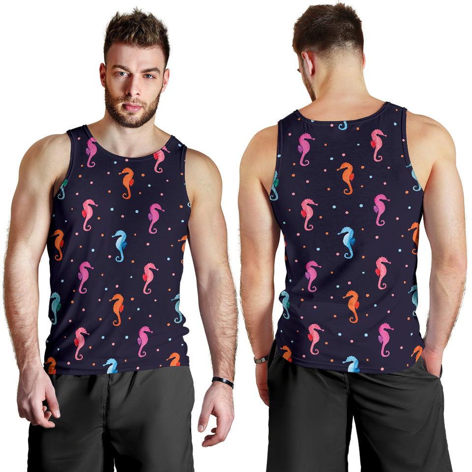 Watercolor colorful seahorse pattern Men Tank Top