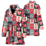 British Pattern Print Design 05 Women's Bathrobe