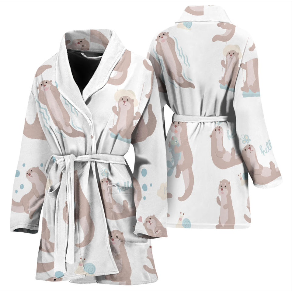 Cute Sea Otters Pattern Women'S Bathrobe