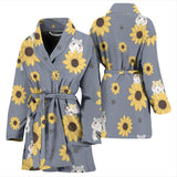 Cute Hamster Sunflower Pattern Background Women'S Bathrobe