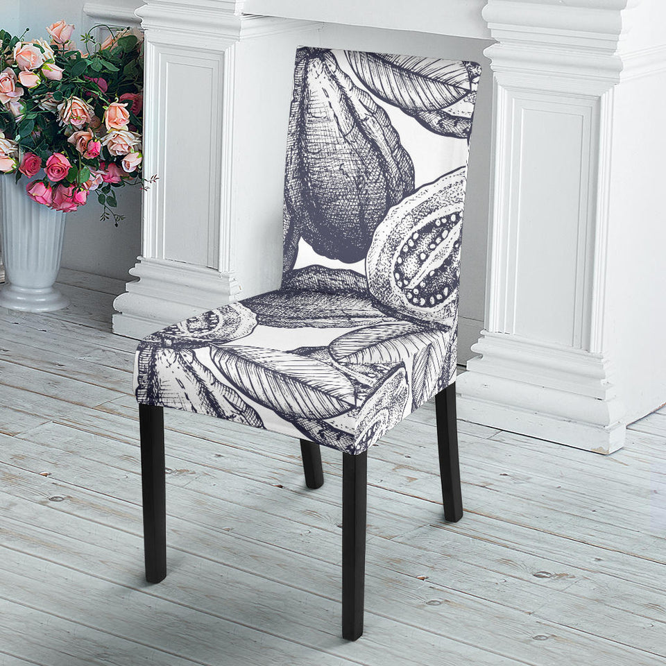 Guava Tropical Hand Drawn Pattern Dining Chair Slipcover