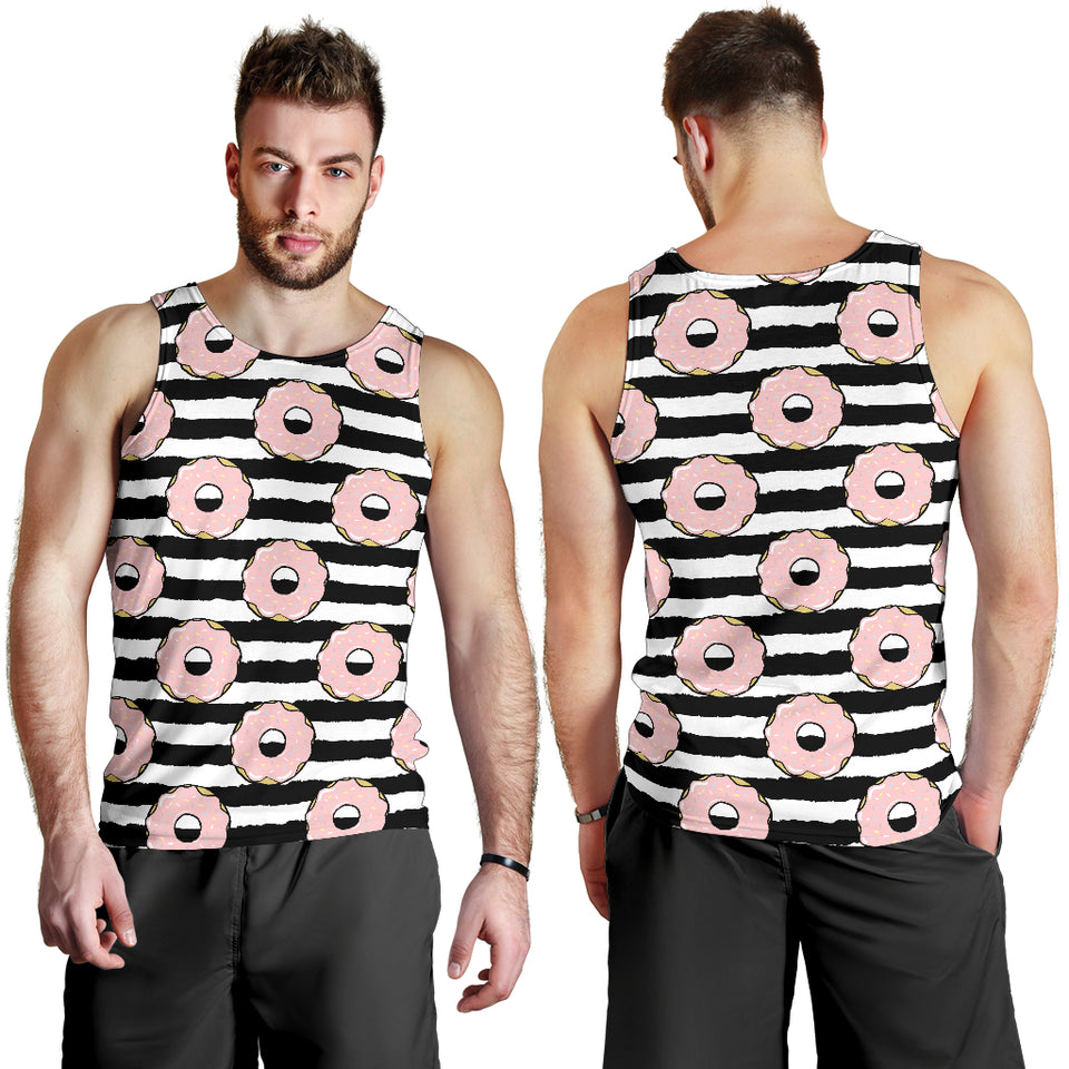 Donuts pink icing striped pattern Men Tank Top