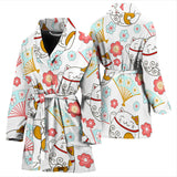 Maneki Neko Lucky Cat Fan Sakura Women'S Bathrobe