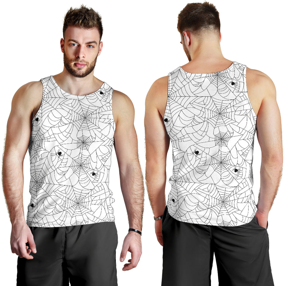 Spider web cobweb pattern white background Men Tank Top