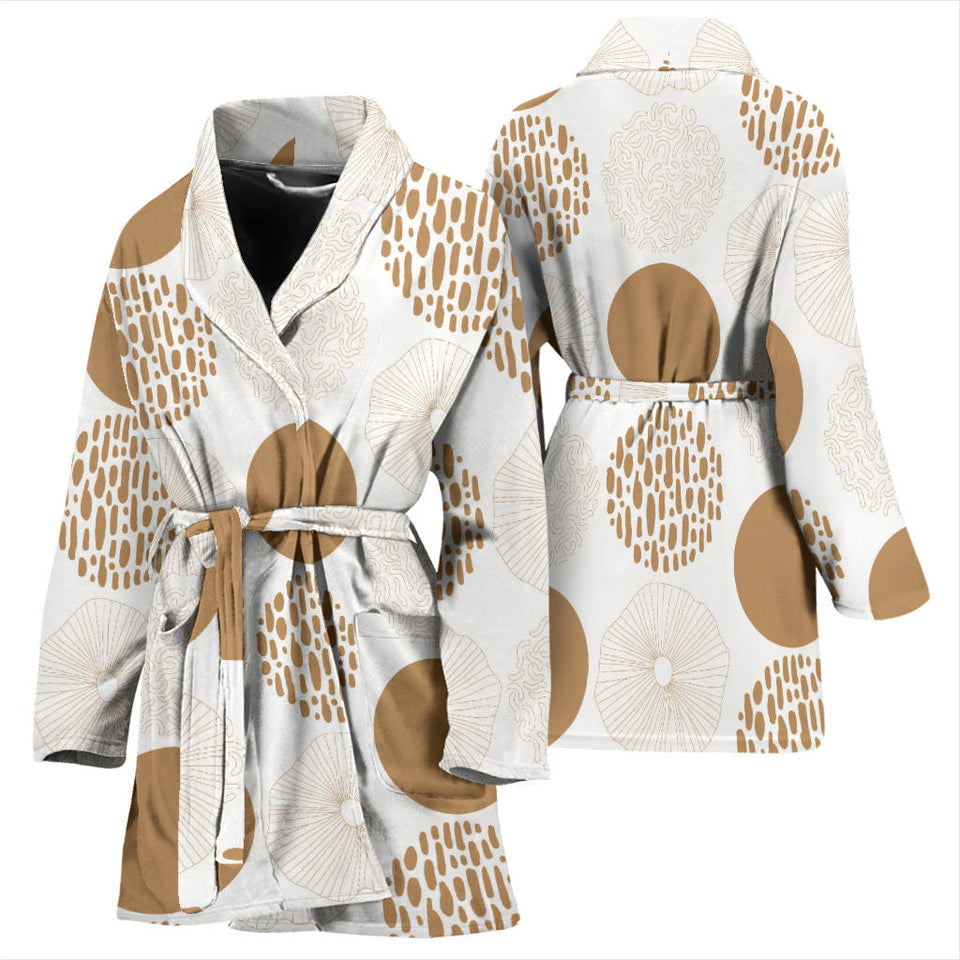 Gold Texture Mushroom Pattern Women'S Bathrobe