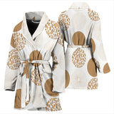 Gold Texture Mushroom Pattern Women'S Bathrobe
