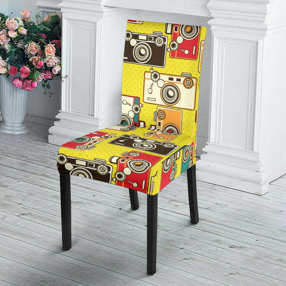 Camera Pattern Print Design 02 Dining Chair Slipcover