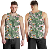 Toucan tropical green jungle palm pattern Men Tank Top