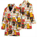 Colorful Maneki Neko Lucky Cat Pattern Women'S Bathrobe