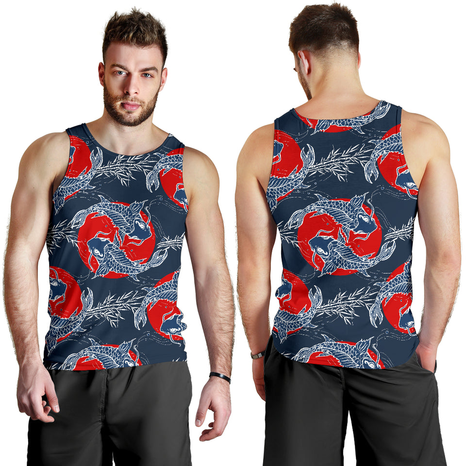 Koi Fish Carp Fishs hand drawn japanese art Men Tank Top