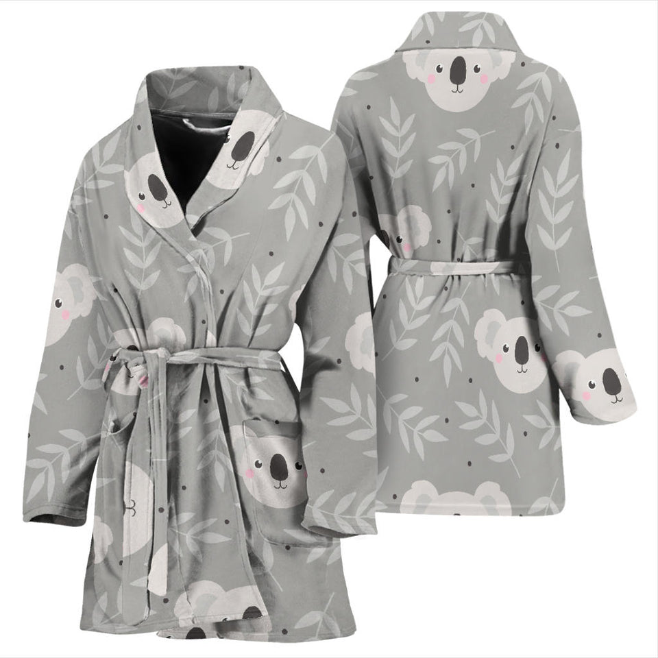 Cute Koala Leaves Pattern Women'S Bathrobe