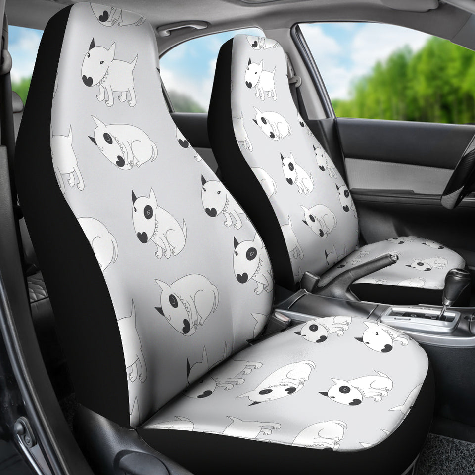 Bull Terrier Pattern Print Design 01 Universal Fit Car Seat Covers
