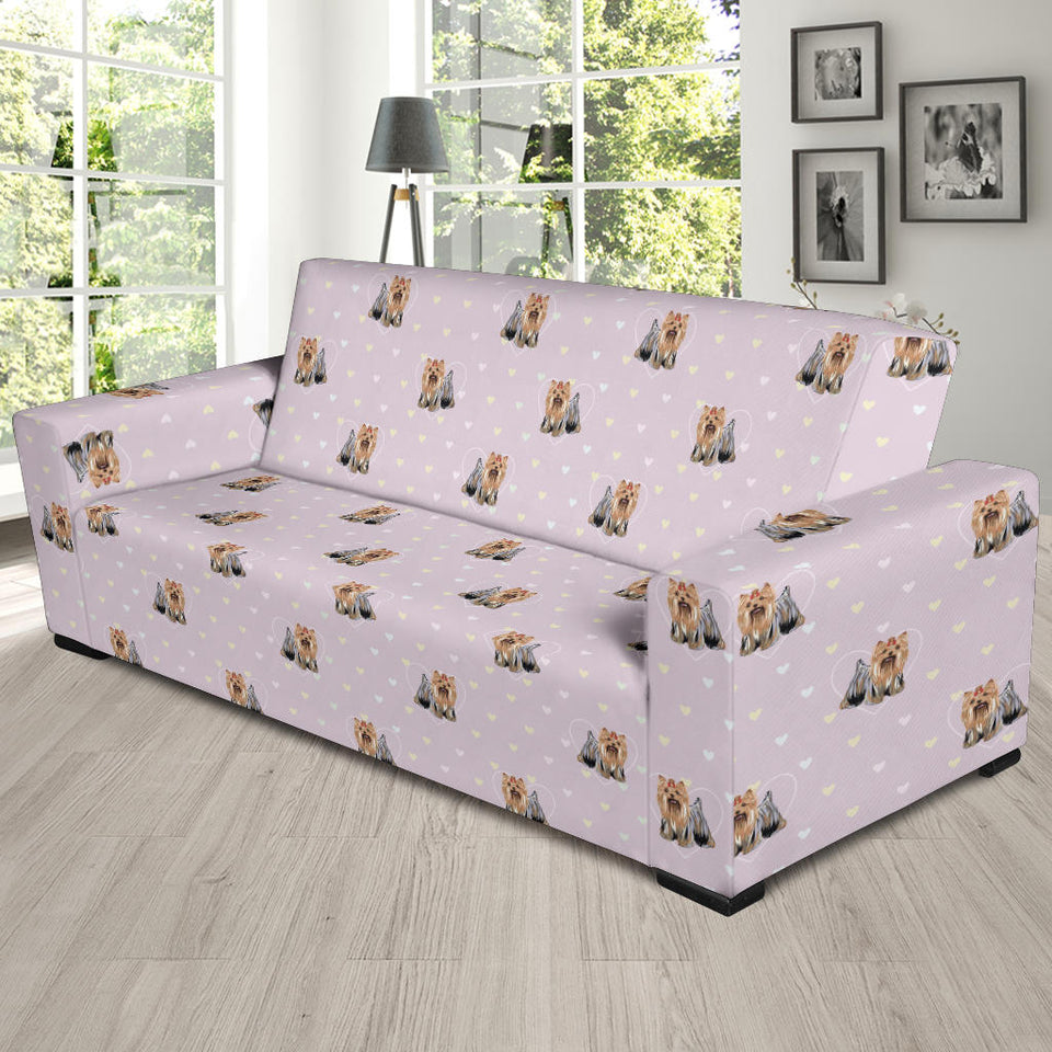 Yorkshire Terrier Pattern Print Design 02  Sofa Slipcover
